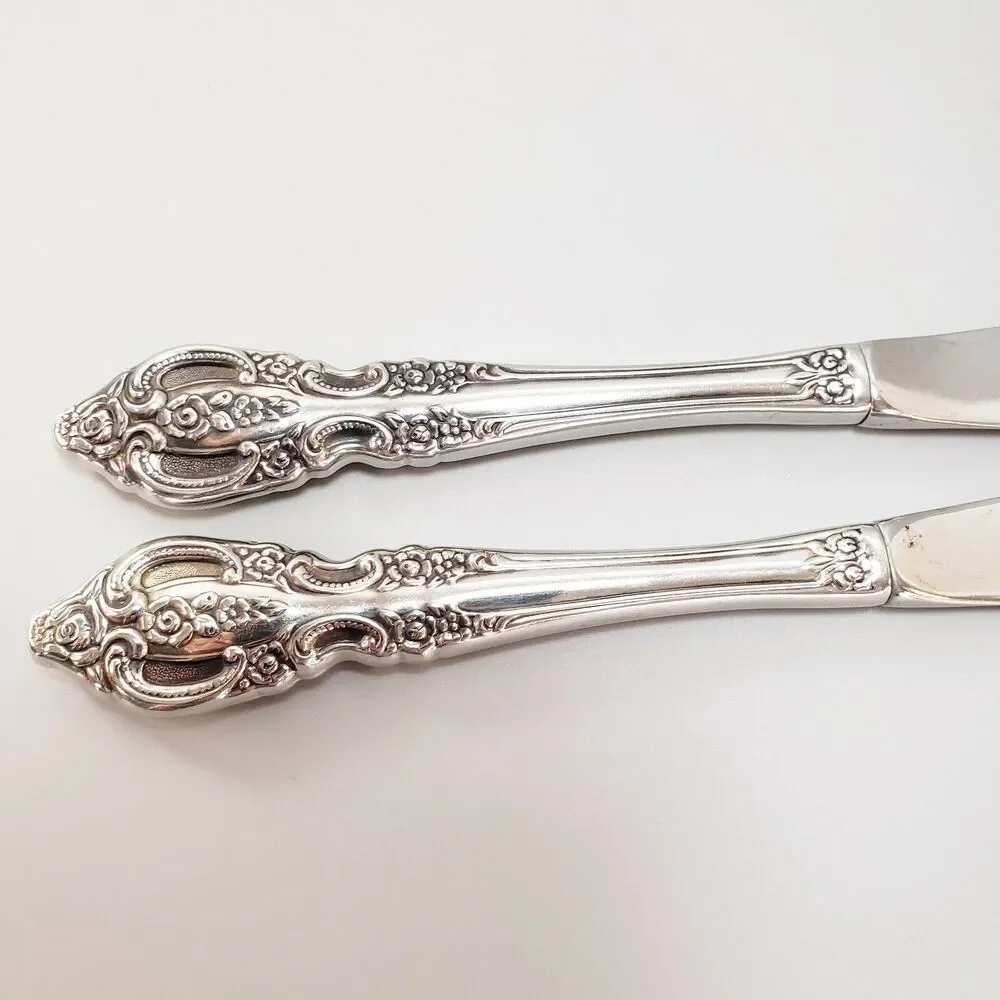 SSS Oneida Pembrooke Renoir 2 Dinner Butter Knives Stainless Silverware Flatware