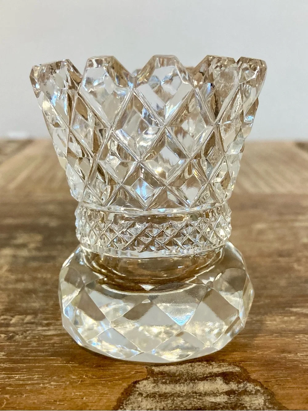 Vintage Glass Toothpick Holder Diamond Pattern