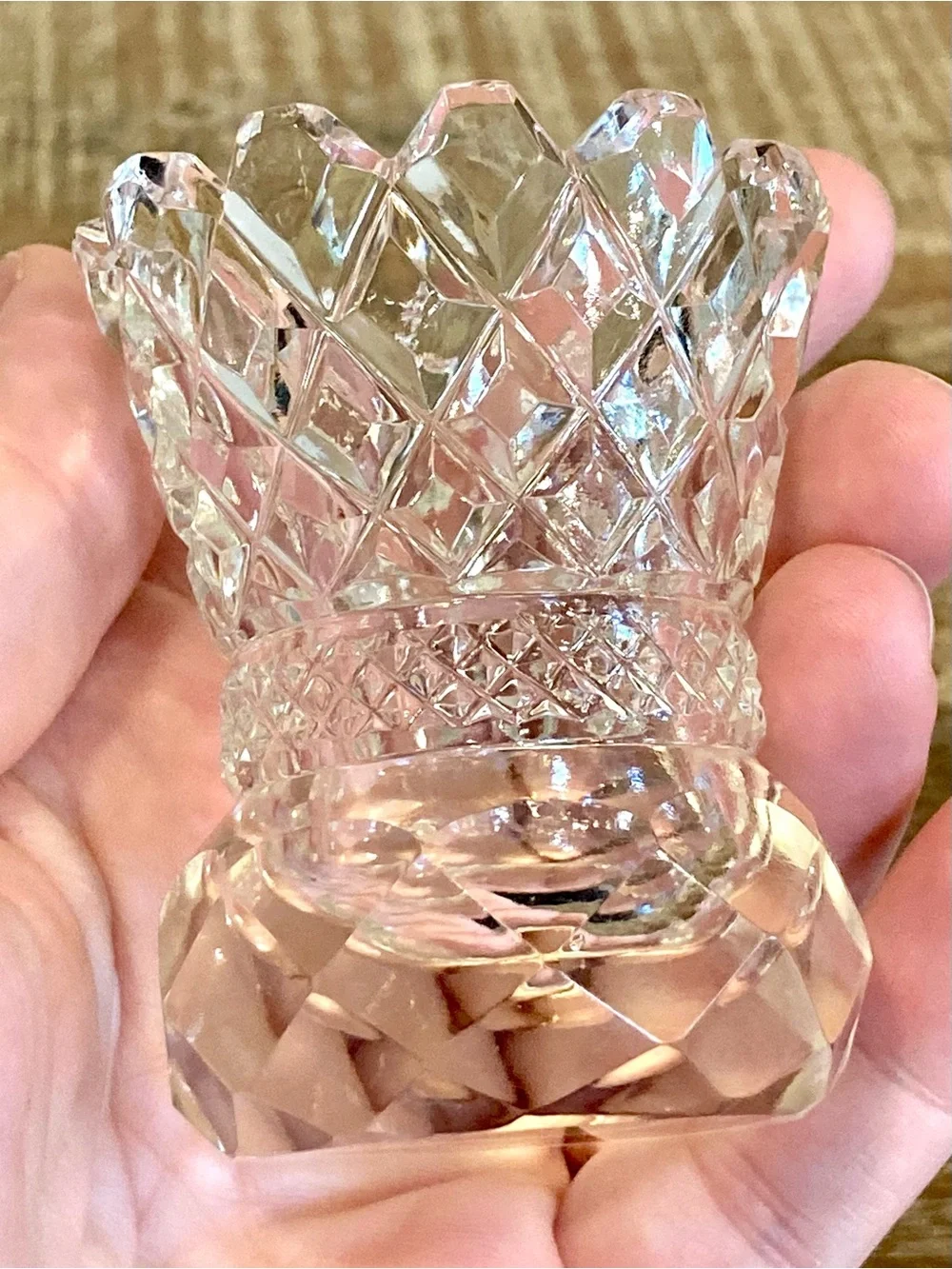 Vintage Glass Toothpick Holder Diamond Pattern