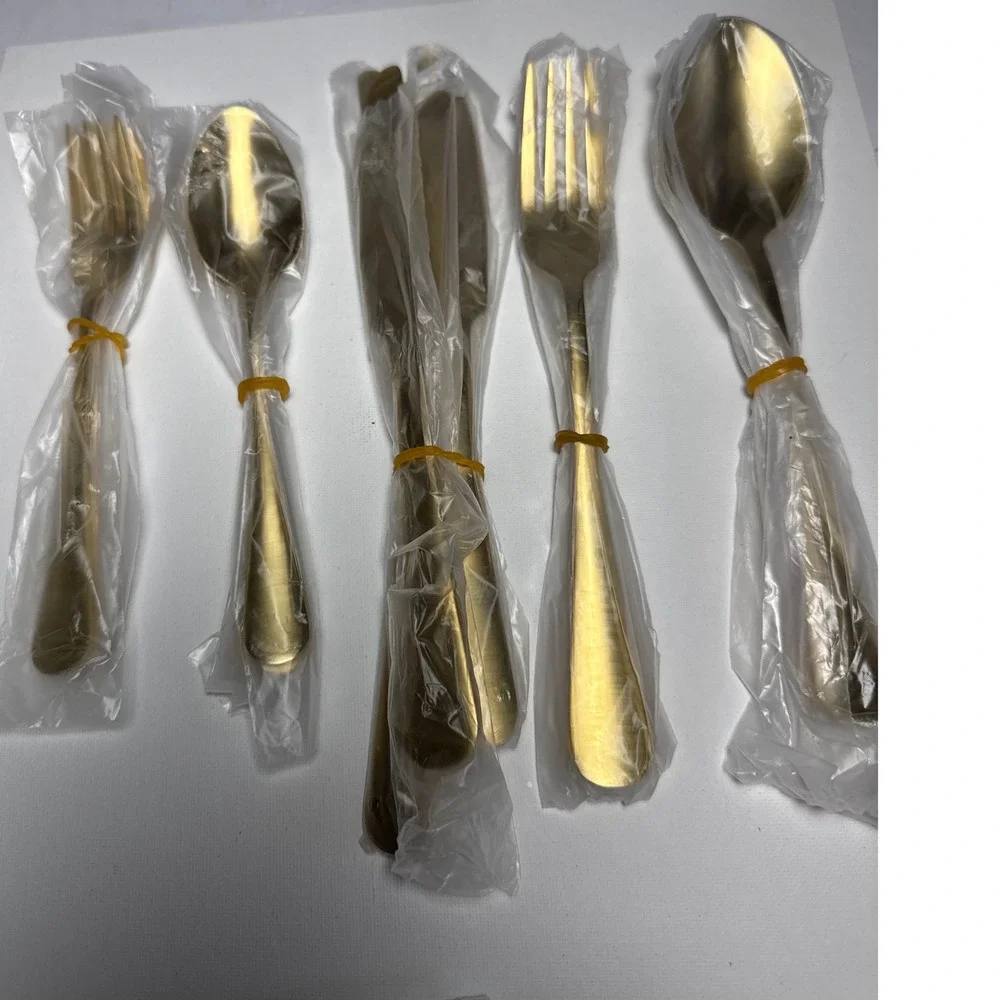 20pc Gold Flatware Set Service for 4 Gold New Stainless Steel Modern