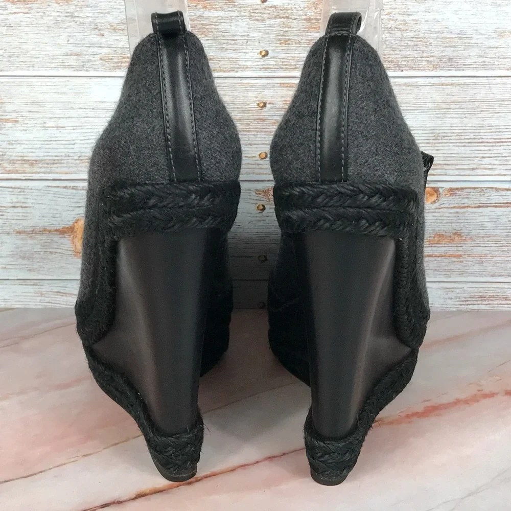Christian Louboutin Deroba Platform Wedge Peep-toe Gray Espadrille Red Bottoms