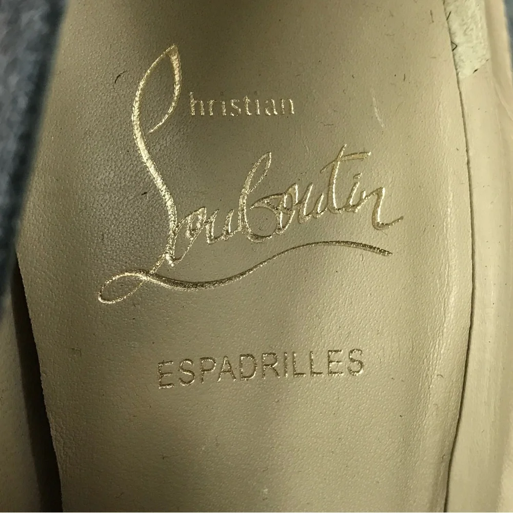 Christian Louboutin Deroba Platform Wedge Peep-toe Gray Espadrille Red Bottoms
