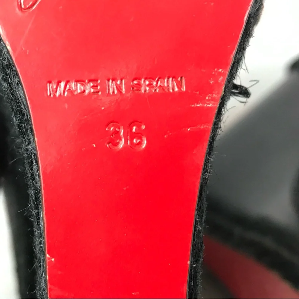 Christian Louboutin Deroba Platform Wedge Peep-toe Gray Espadrille Red Bottoms