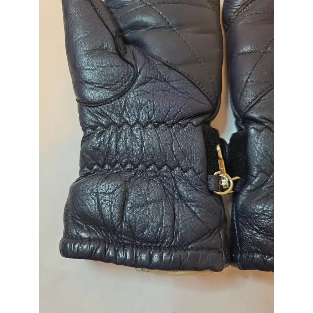 Vtg LL Bean Sta-Soft Deerskin Medium Blue Or Black Mittens