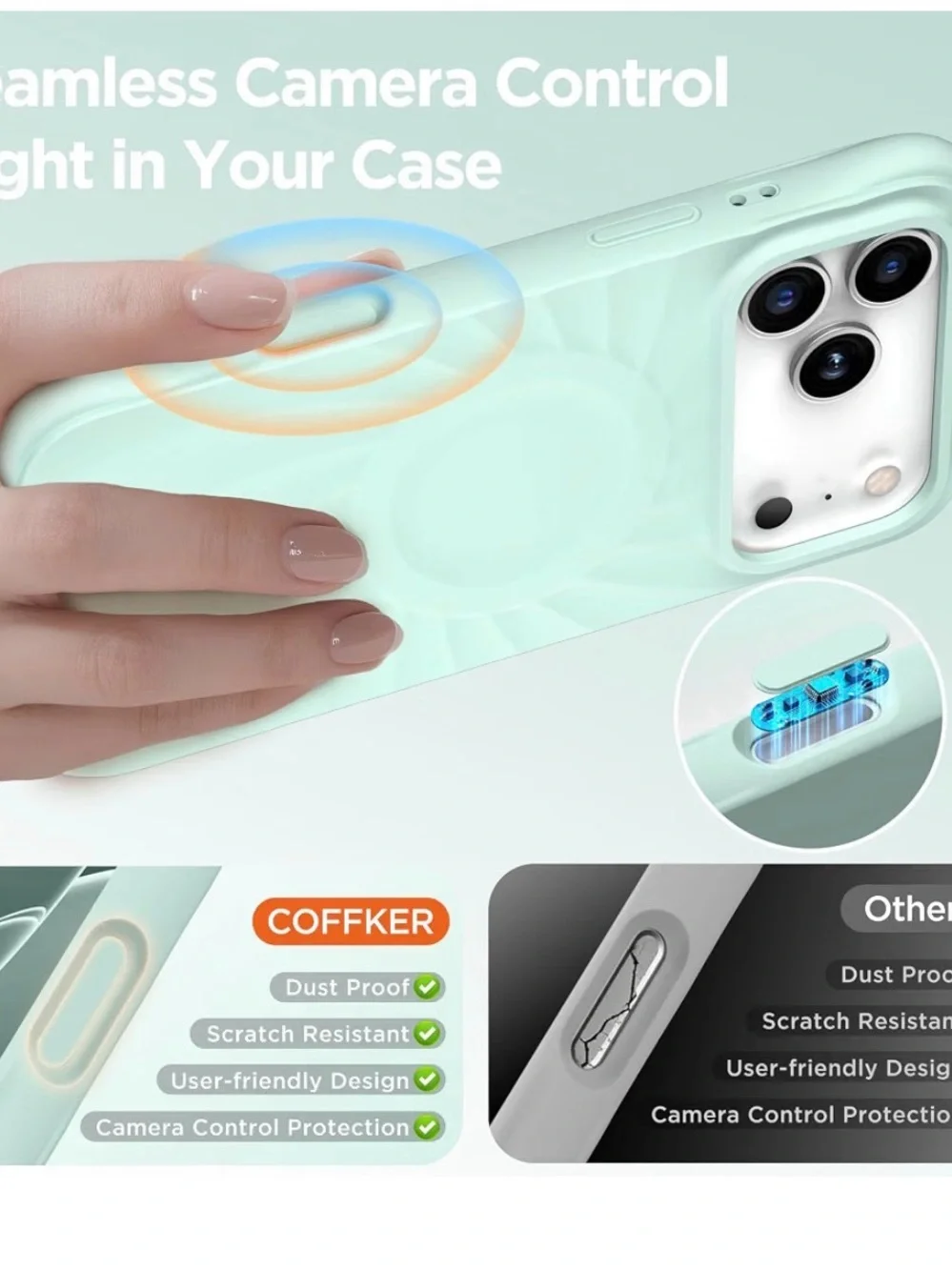 Mint Green iPhone 17 Pro Max Magnetic Protective Case with Screen Protector New
