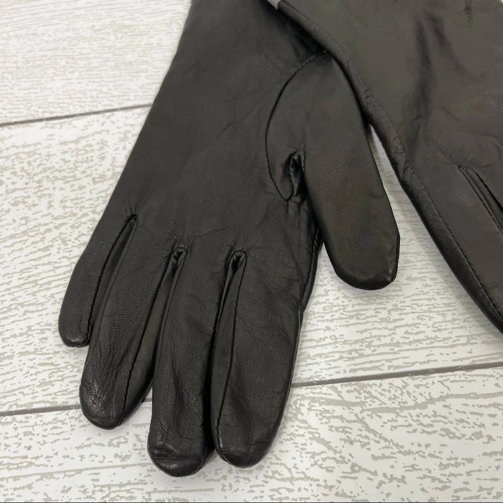 Grandoe Black/Gray Leather Angora Lambswool‎ Size 7.5
