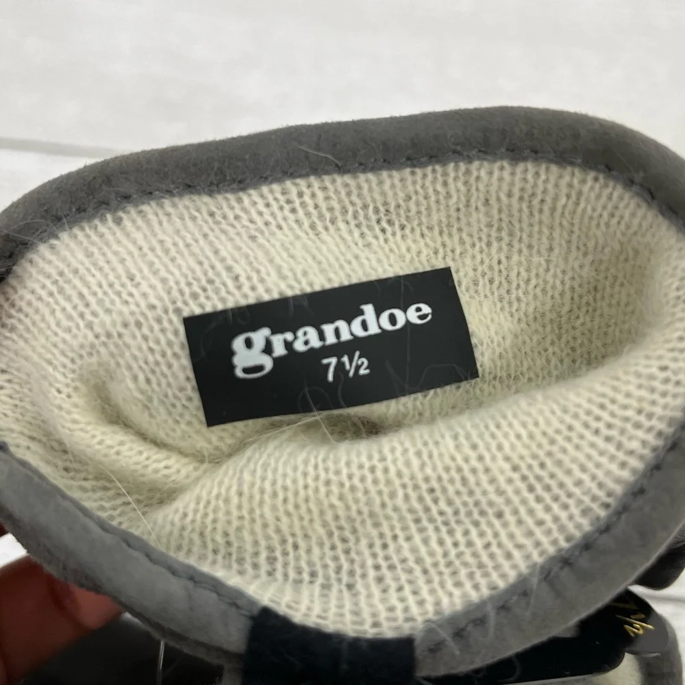Grandoe Black/Gray Leather Angora Lambswool‎ Size 7.5