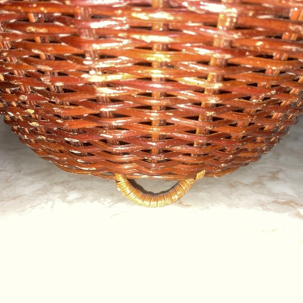 Vintage‎ Footed Wicker Basket With Two Handles
