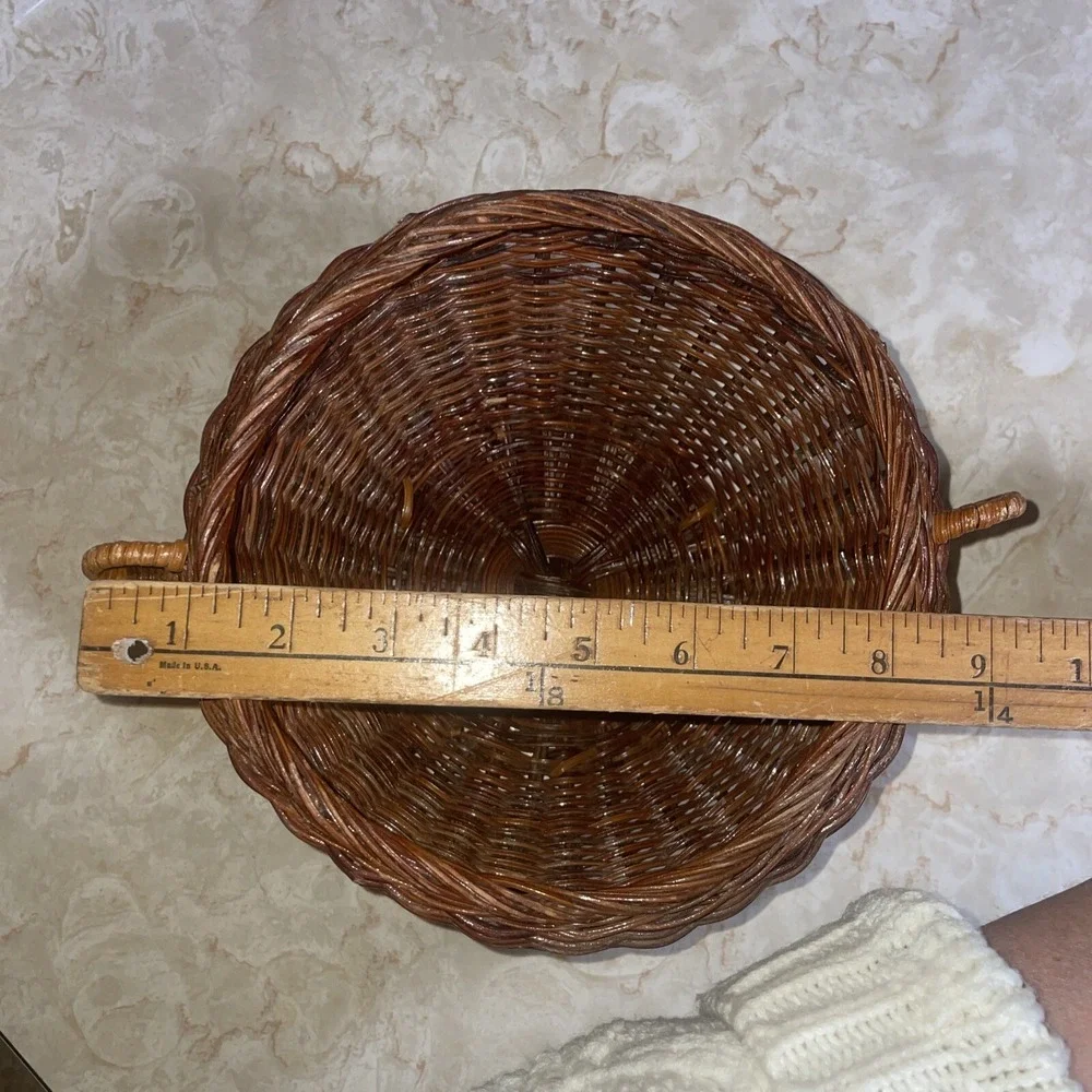 Vintage‎ Footed Wicker Basket With Two Handles