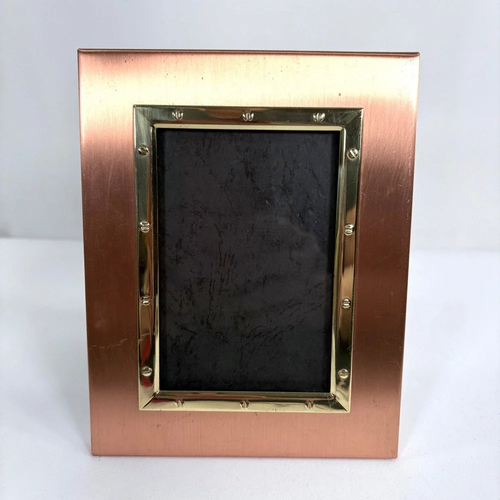 Vintage Photo Frame Copper Brass‎ Industrial Mixed Metal 5x7 Made in Korea