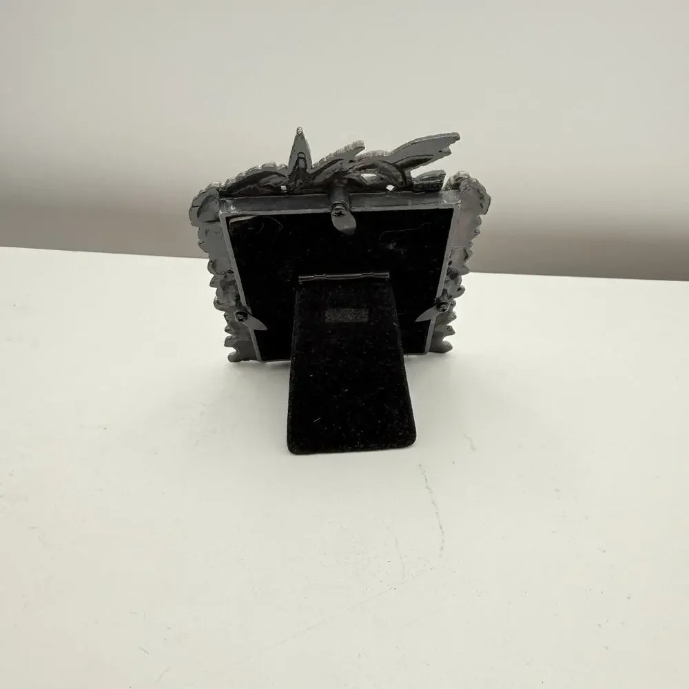 Vtg Pewter Small Picture Frame ~ 5”x3.5” Hummingbirds‎ Floral Leaves EUC