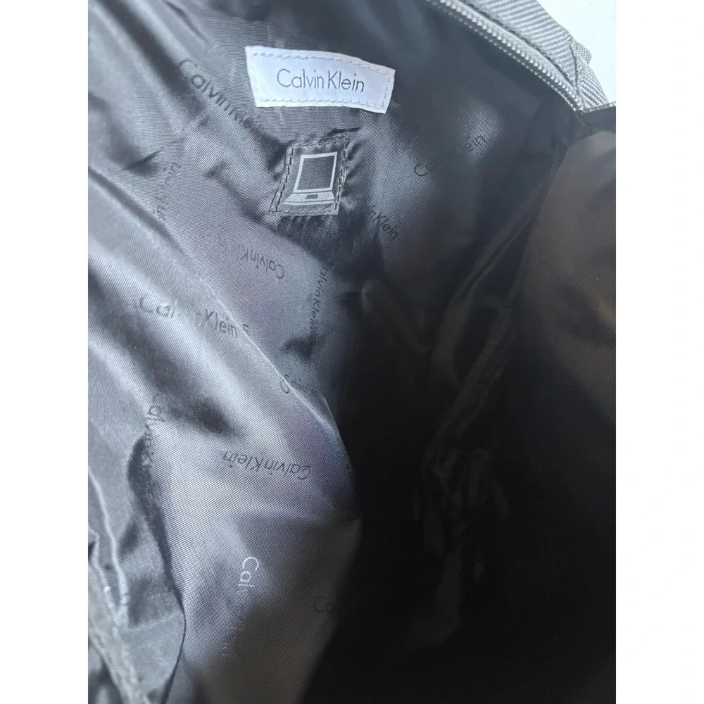 Calvin Klein Black Ballistic Nylon Laptop Backpack Reflective Logo utility bag