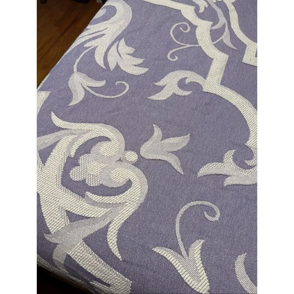 Queen Size 100% Cotton Bedspread Coverlet + Two Square Shams Purple and White