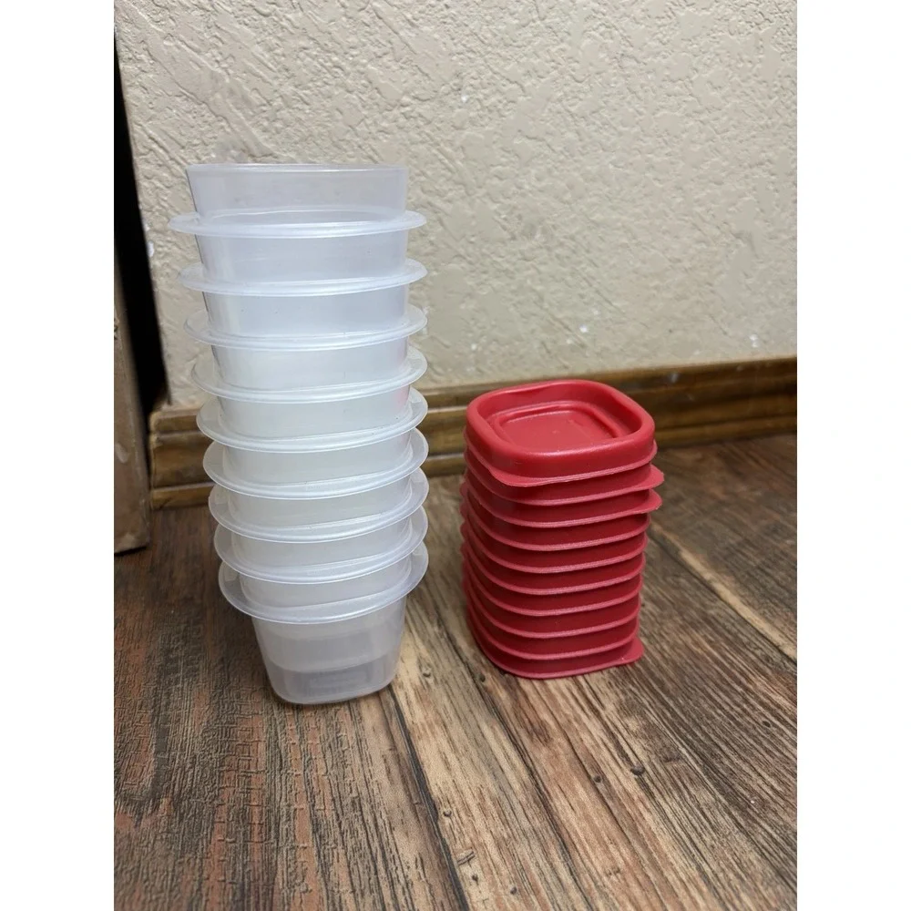 Rubbermaid Small Snack Stacking Storage Containers Red Lids - Lot of 9