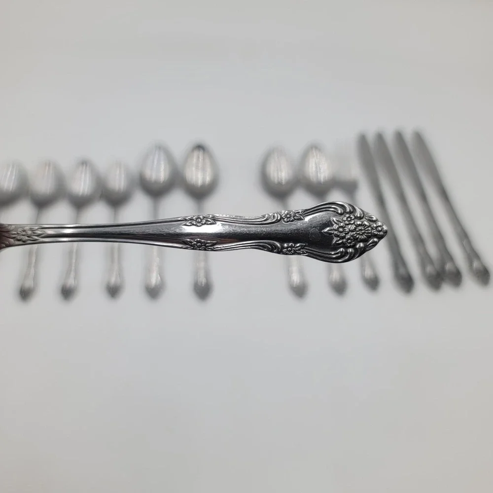 14pc Stanley Roberts Dream Rose Stainless Flatware Set Spoons Fork Knives Korea