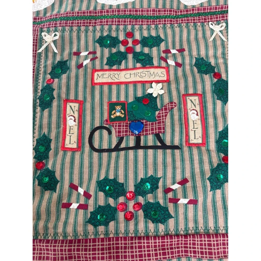 VTG Snowman Christmas Wall Hanging Table Topper Quilt Fabric Panel 33 X 33