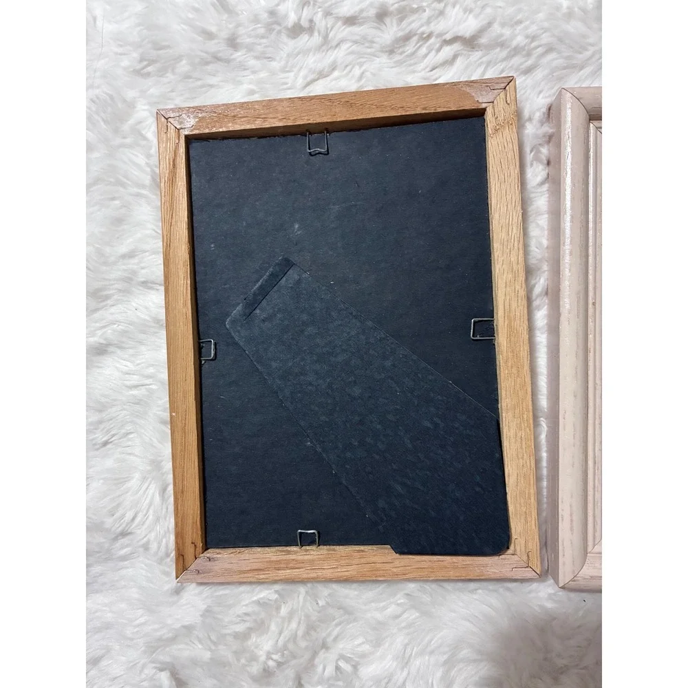 Vintage Solid Oak 5x7 Photo Frame Set of 2 Whitewash Wood