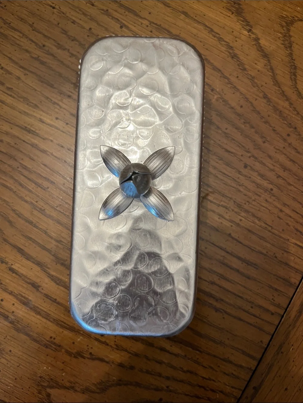 Rodney‎ Kent hammered aluminum and glass butter dish