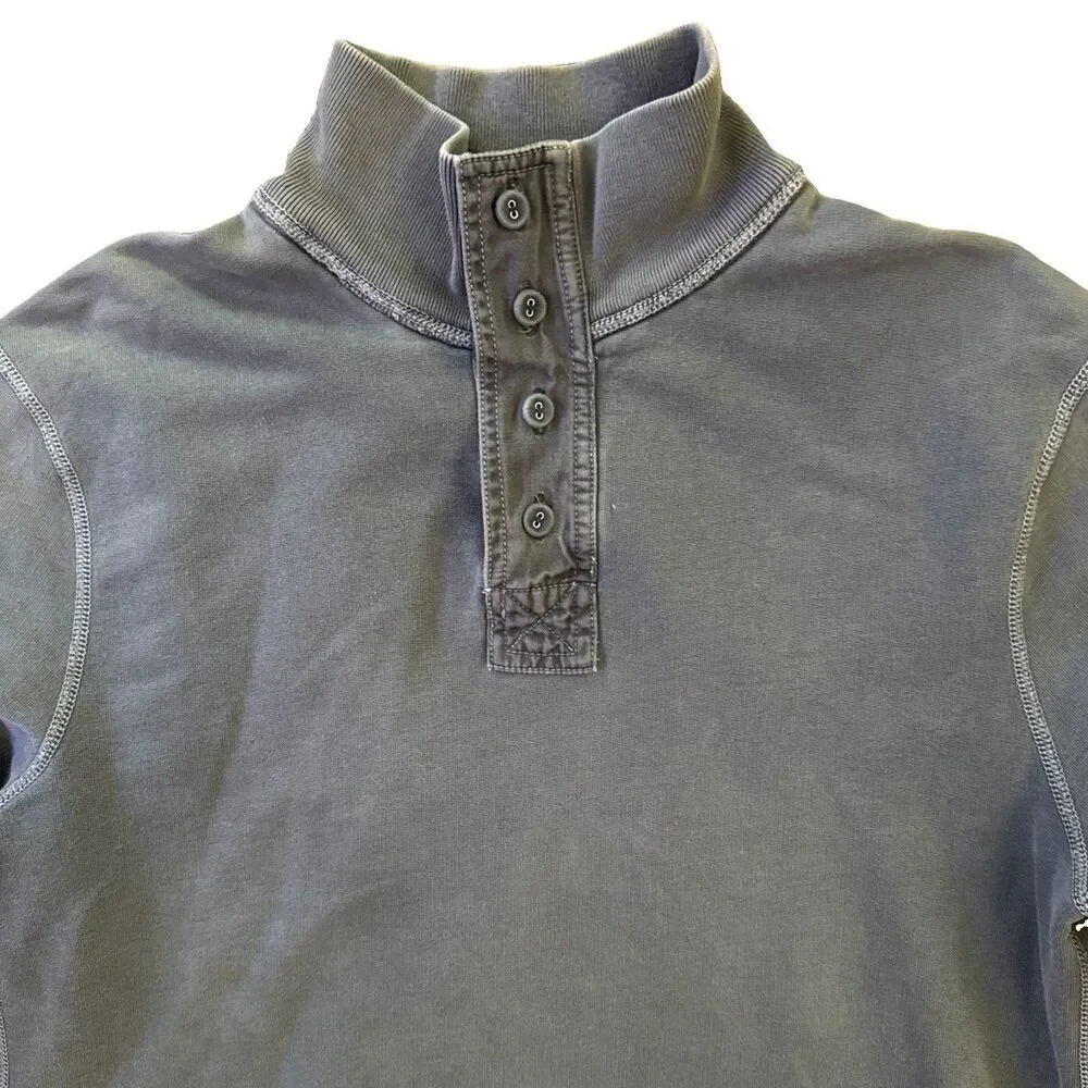 J Crew Henley Broken In Fleece Sweatshirt Mens Sz M Grunge Gray Cotton Popover