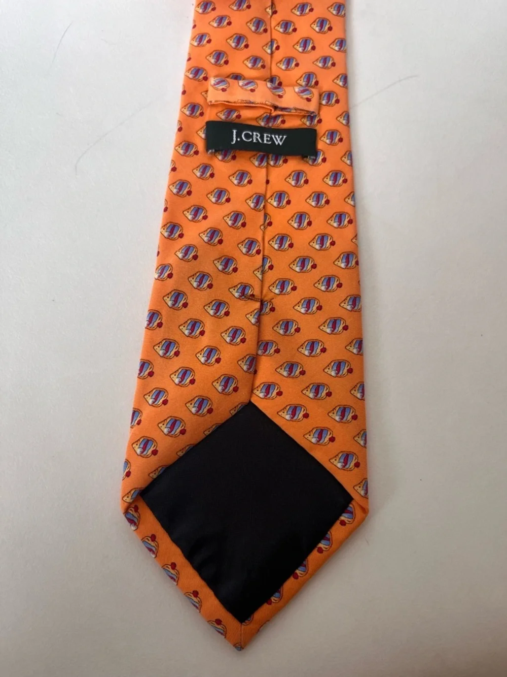 J. Crew Silk Tie Fish Pattern Orange