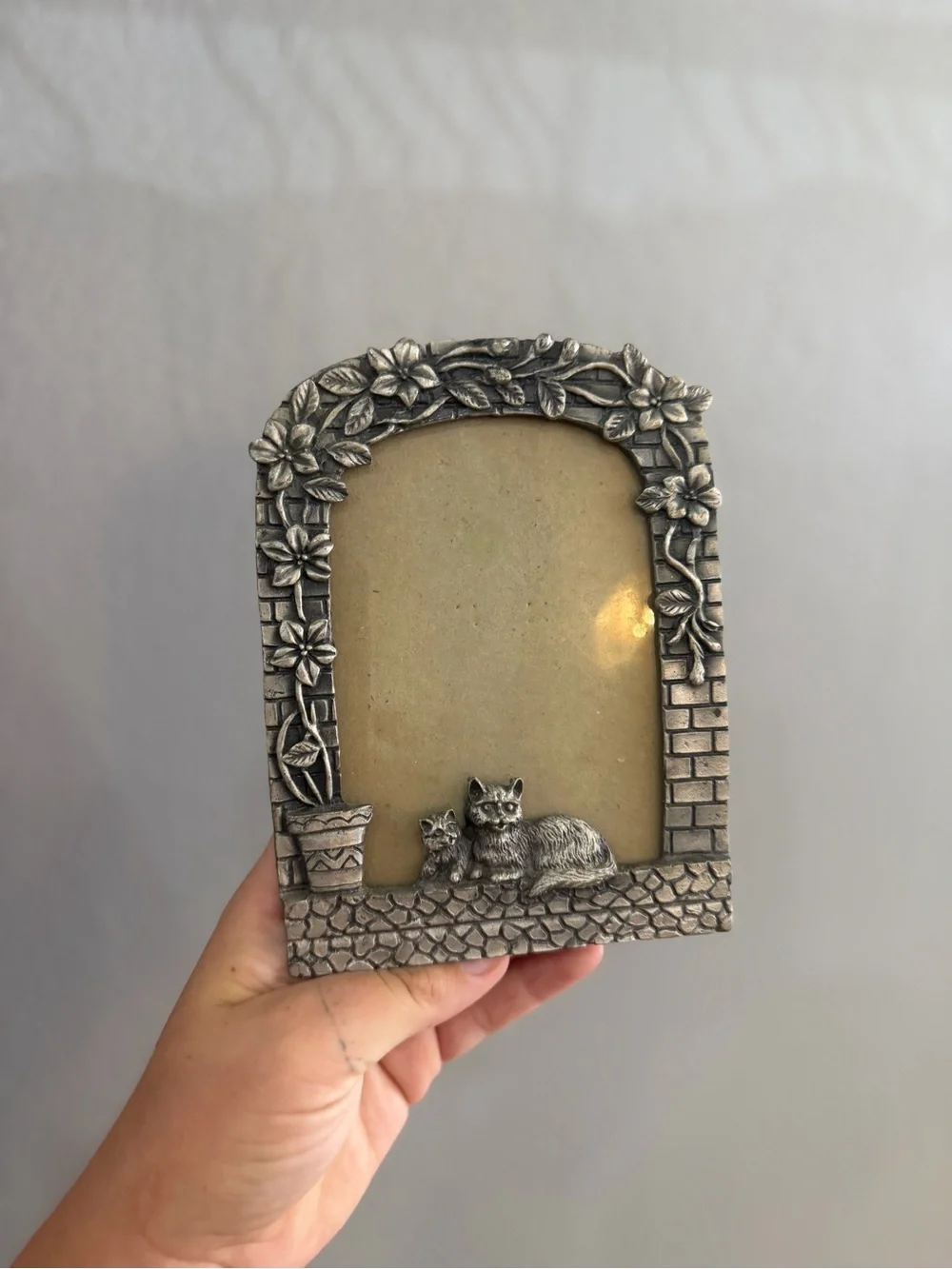 Ornate Silver Floral Cat Picture Frame - Home Accents