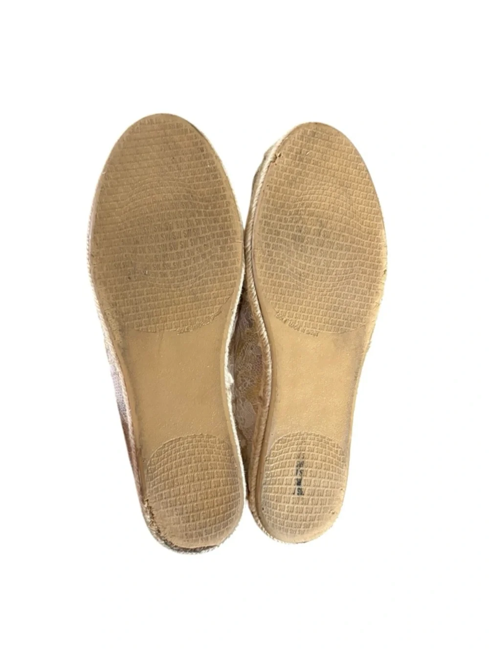 Stuart Weitzman Biarritz Espadrille Gold Lace Sheer Metallic Flats Sz 6.5