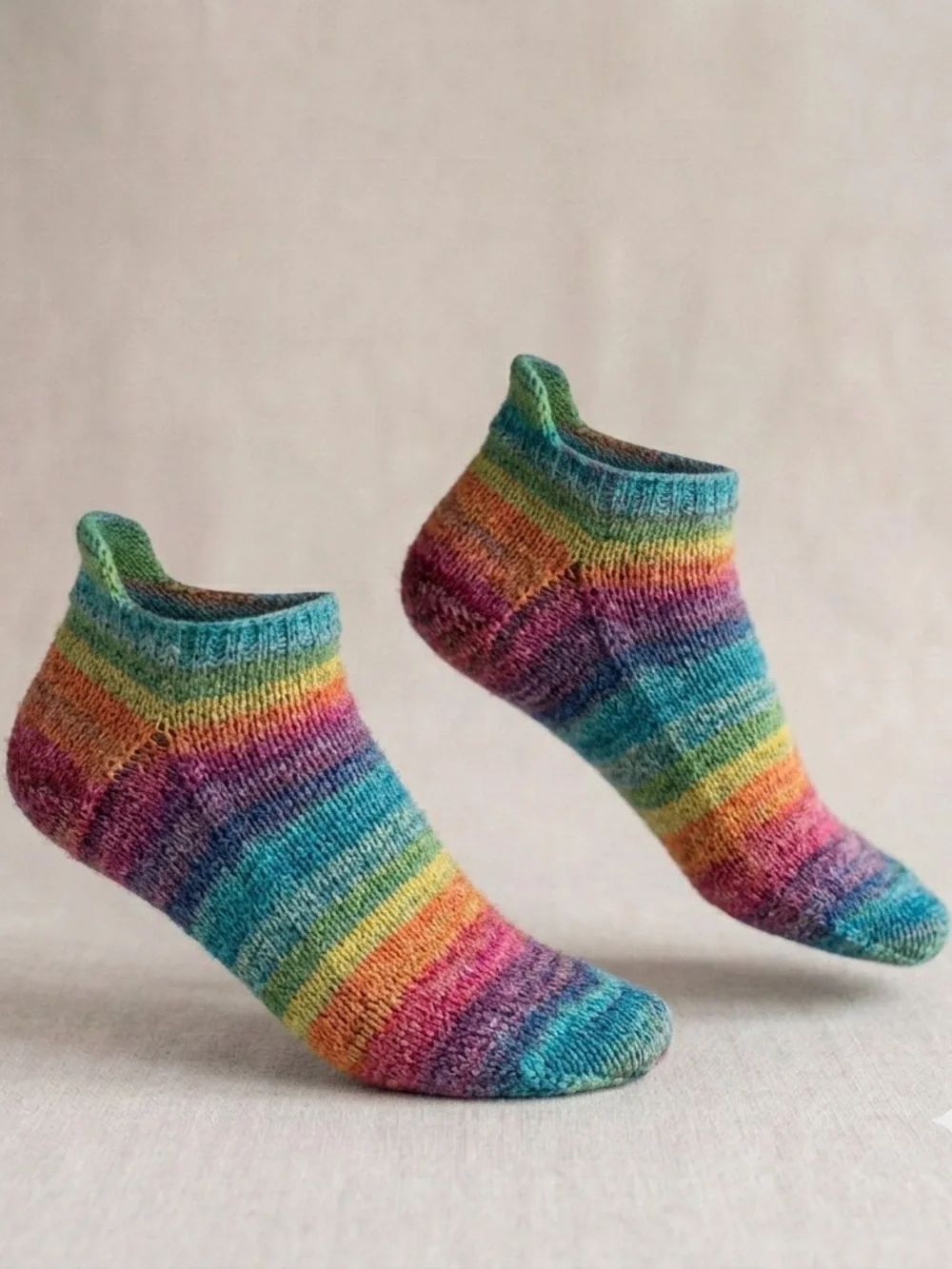 Sybil Quirky Birki Handcrafted Rainbow ankle socks wool blend size 7-8.5 NWT