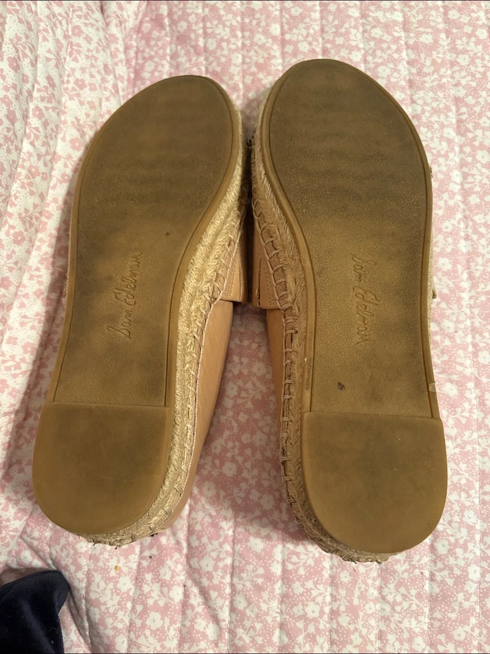 Sam Edelman Tan and Black Leather Espadrille Slip-Ons