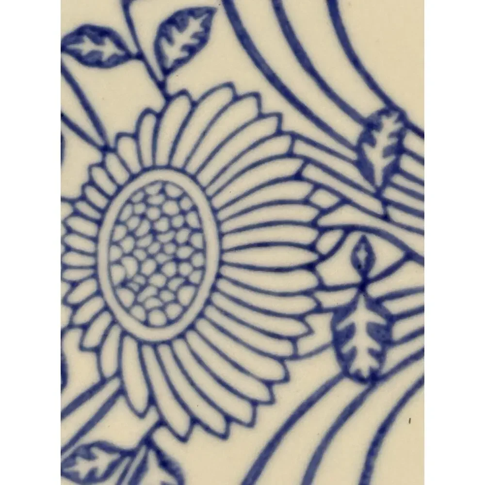 Vintage Chinese Rice Grain Porcelain Blue White Oval Serving Platter 15” Floral