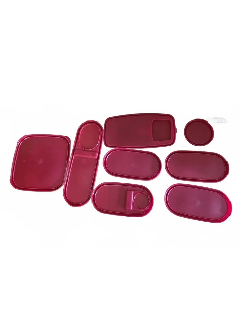 Tupperware Modular Mates Lot 8 Clear Sheer Red Lids Storage