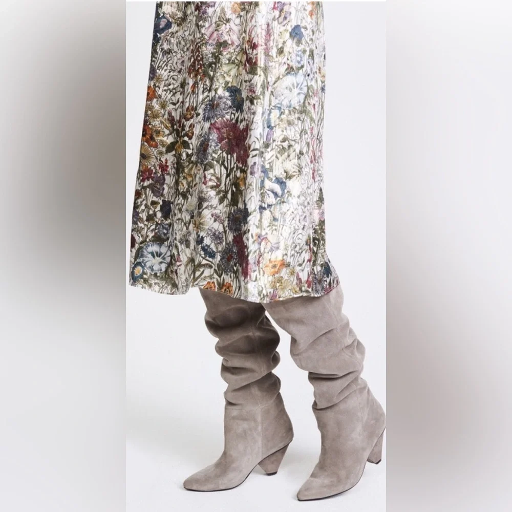 Jeffrey Campbell Senita Tall Suede Taupe Boots Anthropologie 6.5