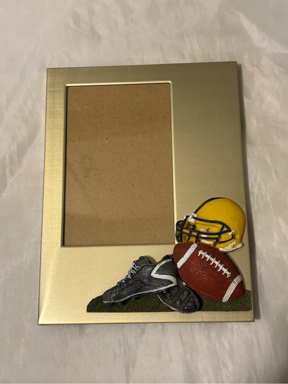 Football Theme Photo Frame - Yellow Helmet Football Cleats Accent