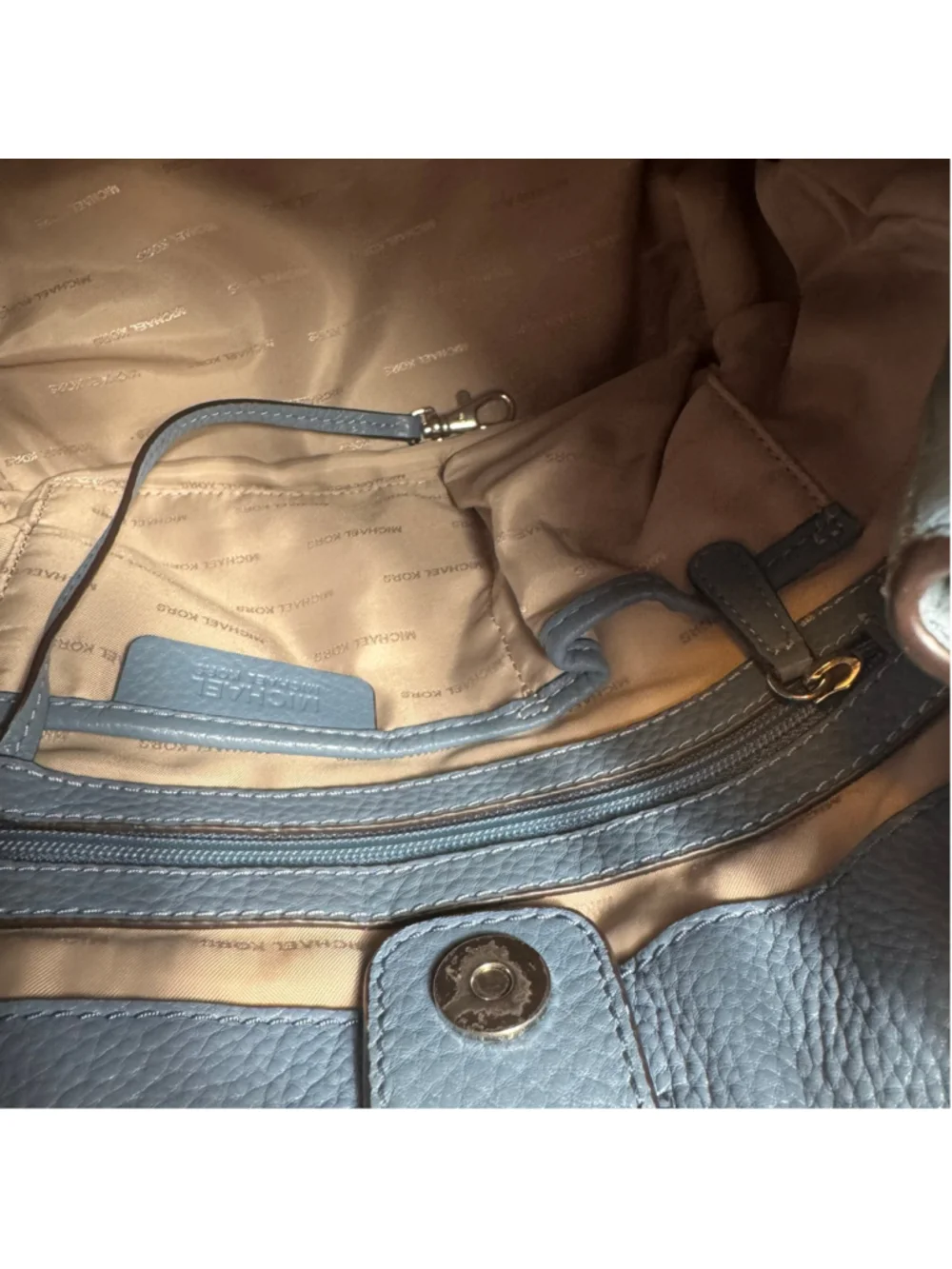 Women's Michael Kors Hobo Bag Two Tone Blue Pebble Leather