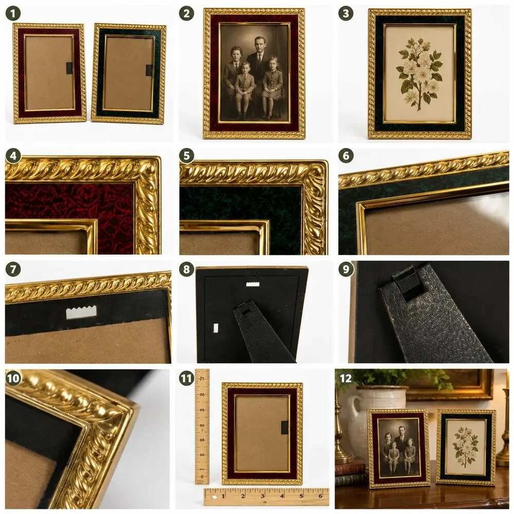 Vintage Gold Picture Frame Pair 3.5x5