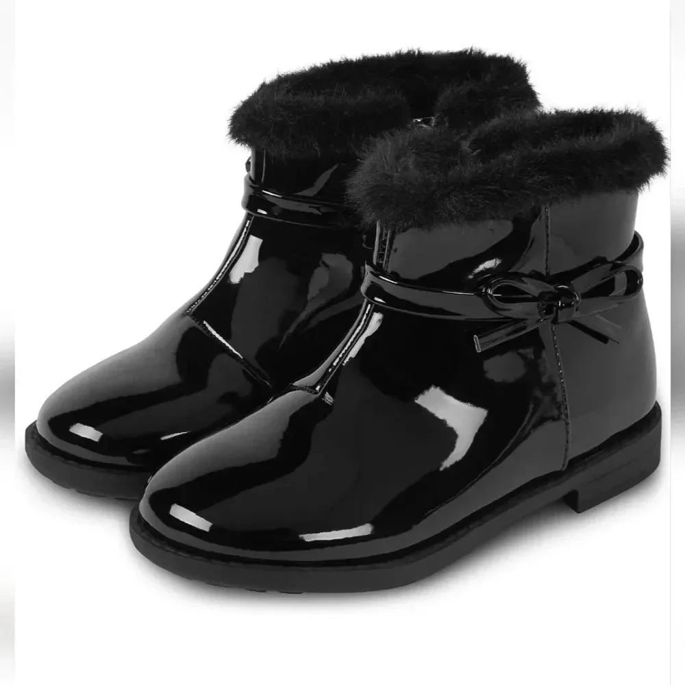 Gymboree girls Faux Leather Booties with Side Bow size 3