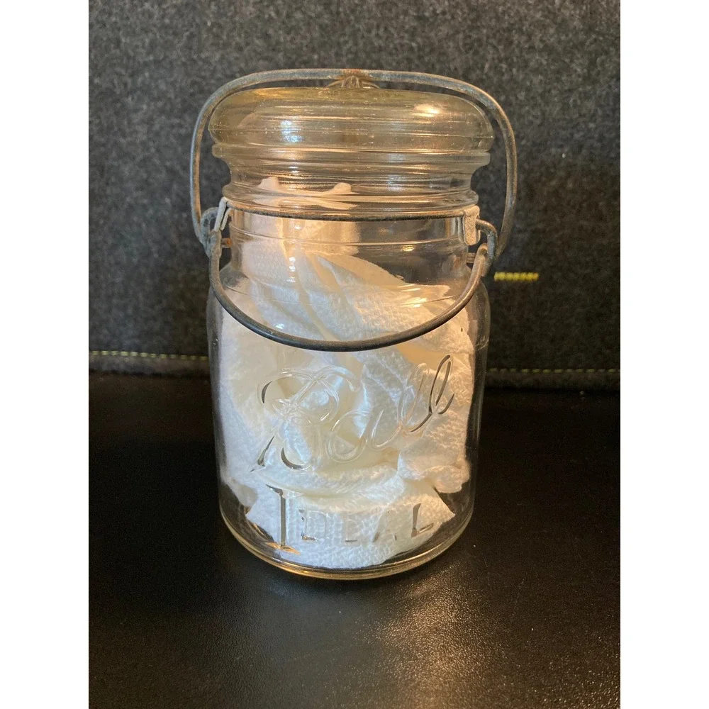Ball Ideal Canister Jar‎ Glass Lid & Wire Bail Handle Farmhouse Storage Decor