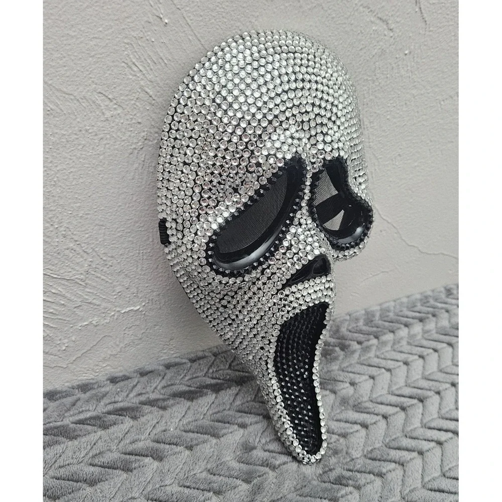 Scream Ghostface Bling Silver Rhinestone Adult Mask‎ Halloween Bedazzled