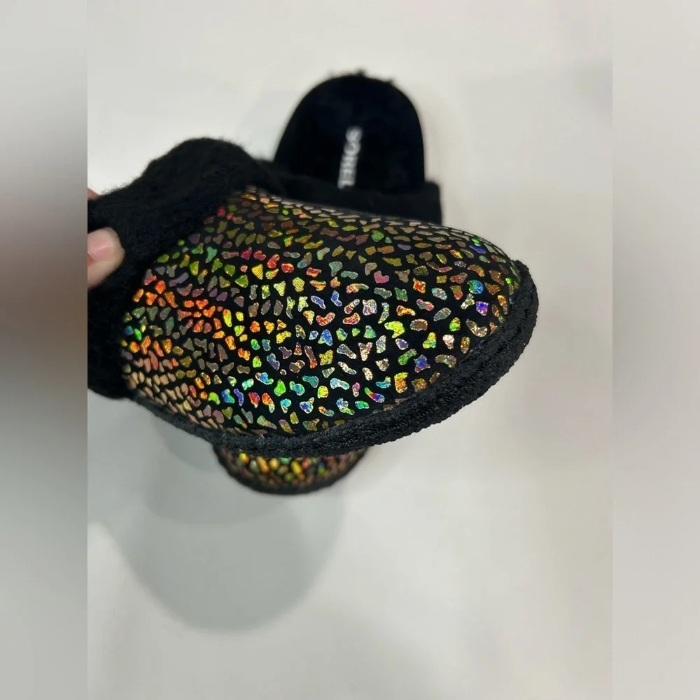 Sorel Boys Girls 3C Nakiska Slide II Slippers - Suede Black Pattern NWT