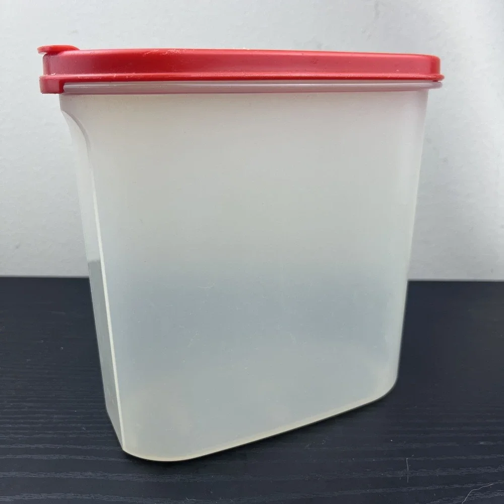 Vintage‎ Tupperware #1613 Sheer Modular Mate 7¼ Cup Container w/ #1617 Red Flip