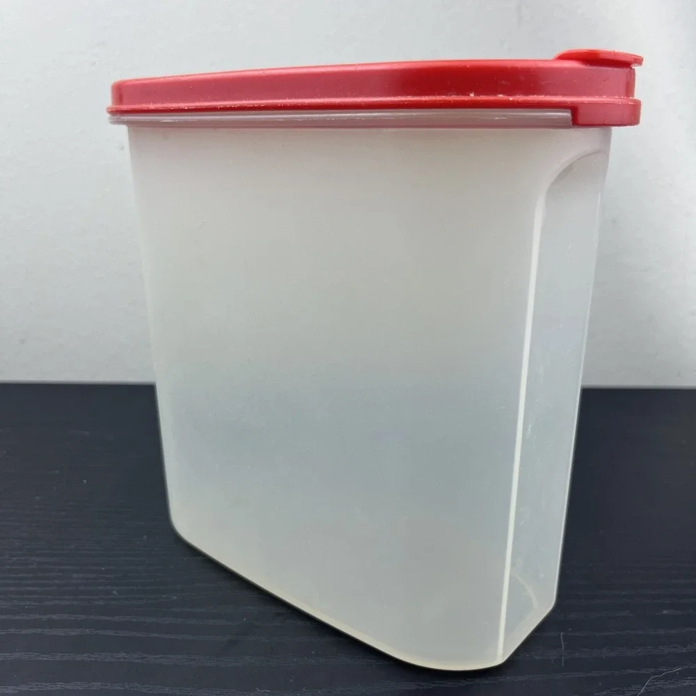 Vintage‎ Tupperware #1613 Sheer Modular Mate 7¼ Cup Container w/ #1617 Red Flip