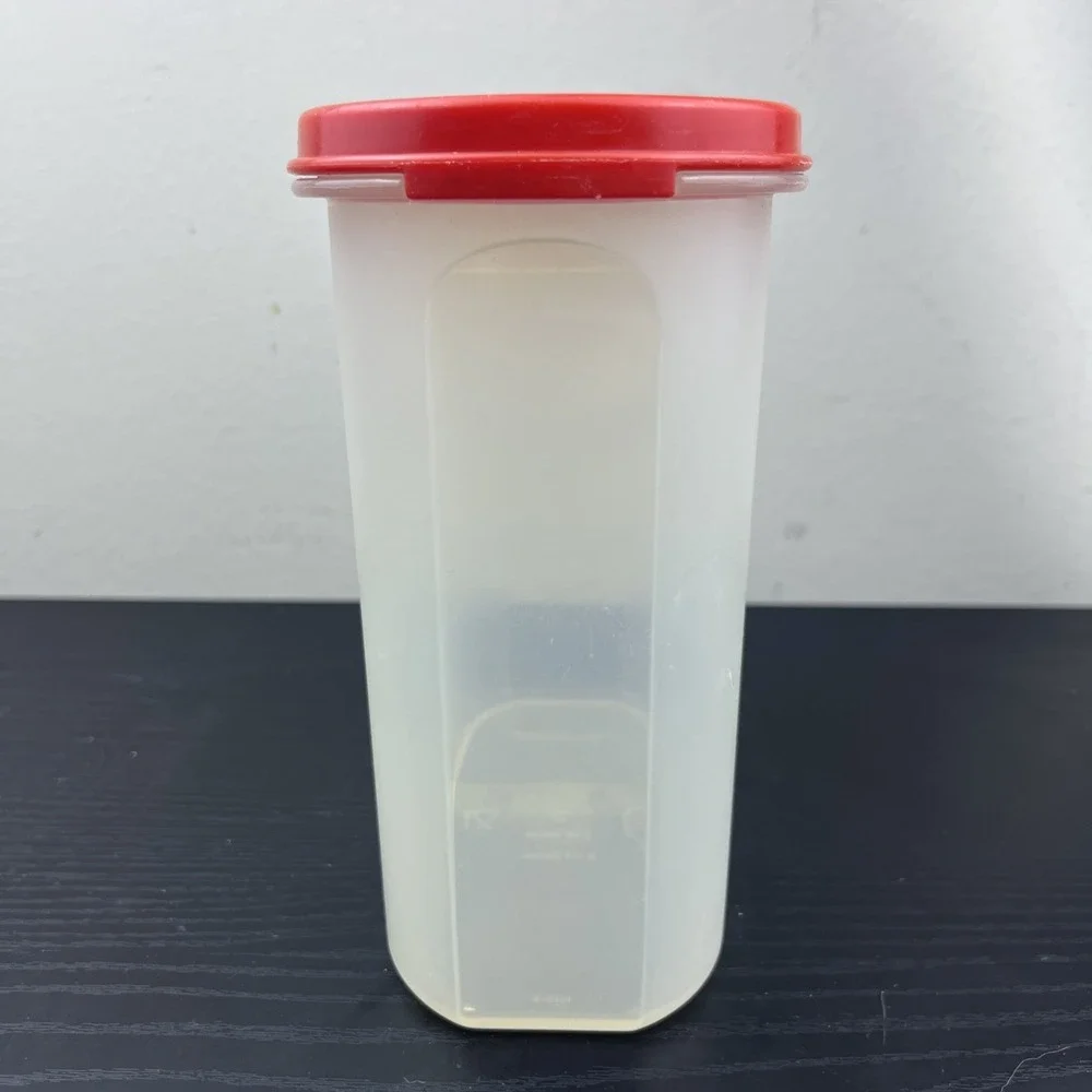 Vintage‎ Tupperware #1613 Sheer Modular Mate 7¼ Cup Container w/ #1617 Red Flip