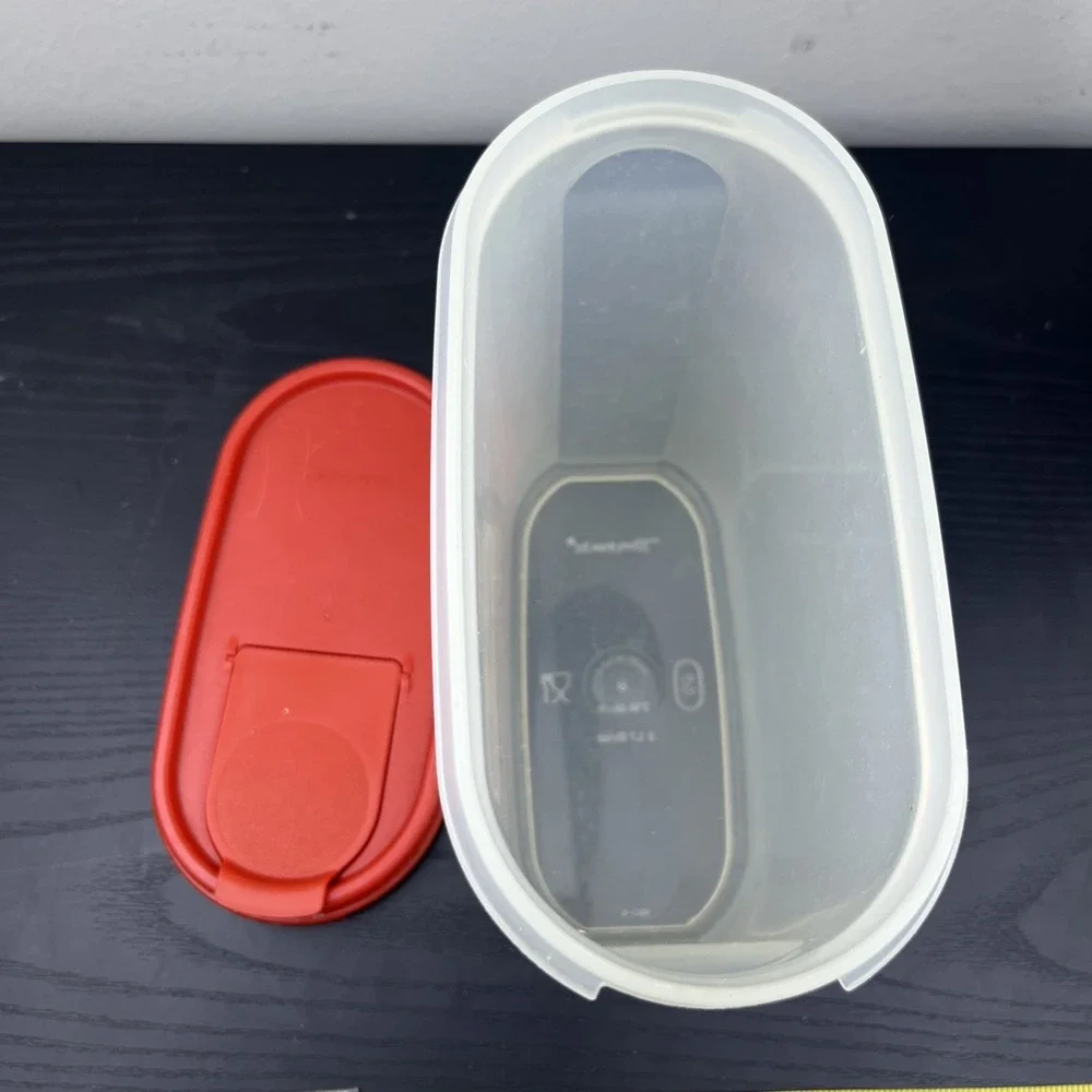 Vintage‎ Tupperware #1613 Sheer Modular Mate 7¼ Cup Container w/ #1617 Red Flip