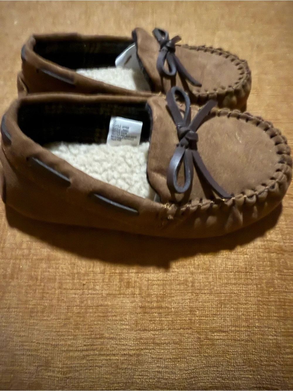 Cat & Jack Brown Kids Moccasin Slippers with Bow