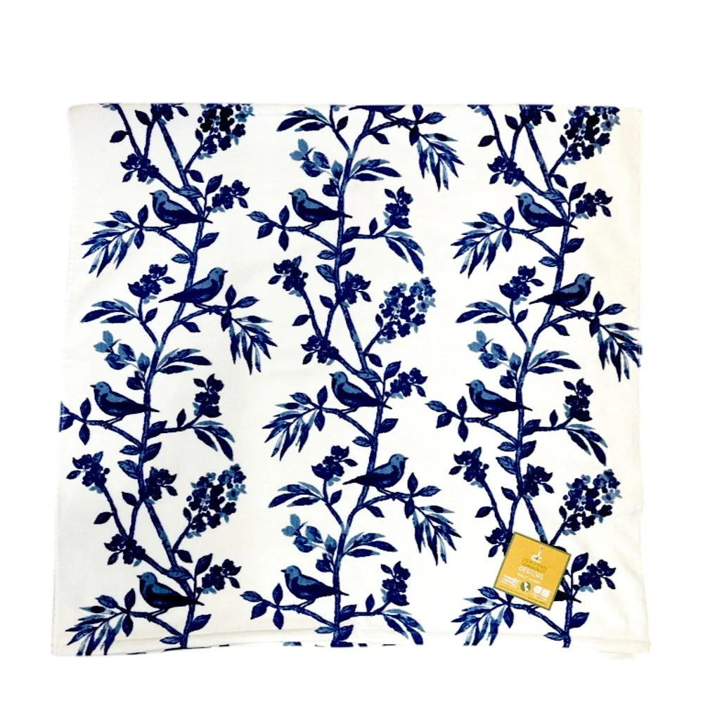 NEW Deborah Connolly BLUE & WHITE FLORAL Bath Towel 4 pc Set
