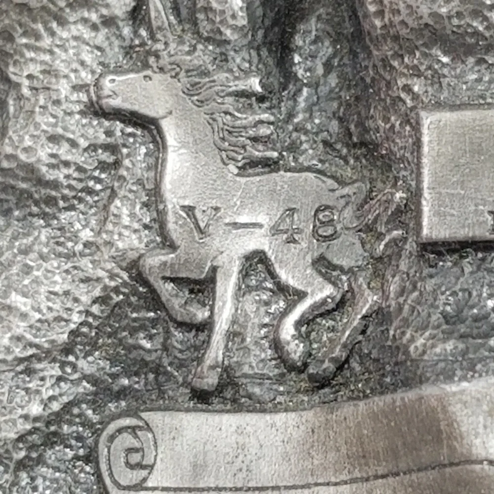 Bergamot Belt Buckle Vintage Unicorn Silver Castle Fantasy 1983 V-48 Made in USA