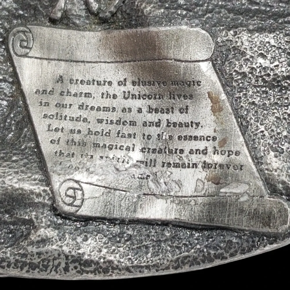 Bergamot Belt Buckle Vintage Unicorn Silver Castle Fantasy 1983 V-48 Made in USA