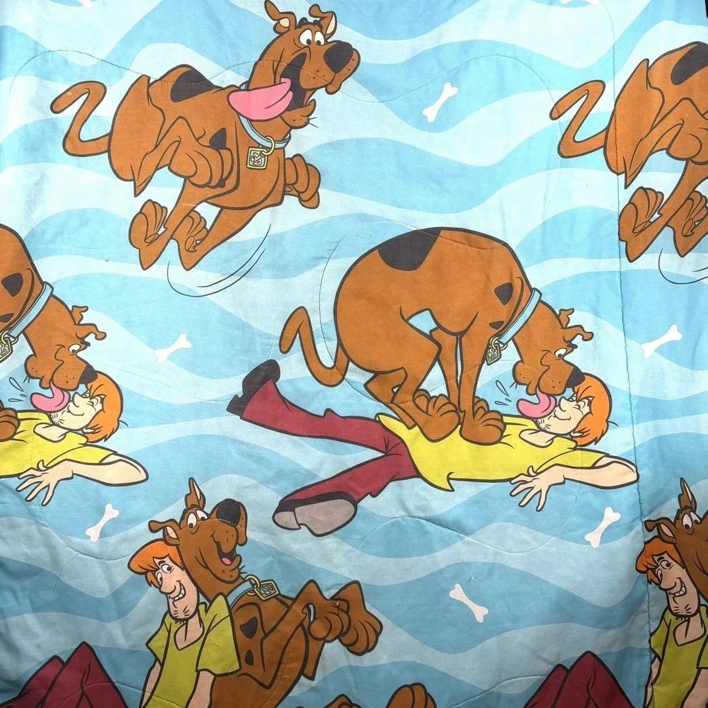 VTG‎ 90s Scooby Doo Blanket Twin Comforter *Flaws* Shaggy Blue