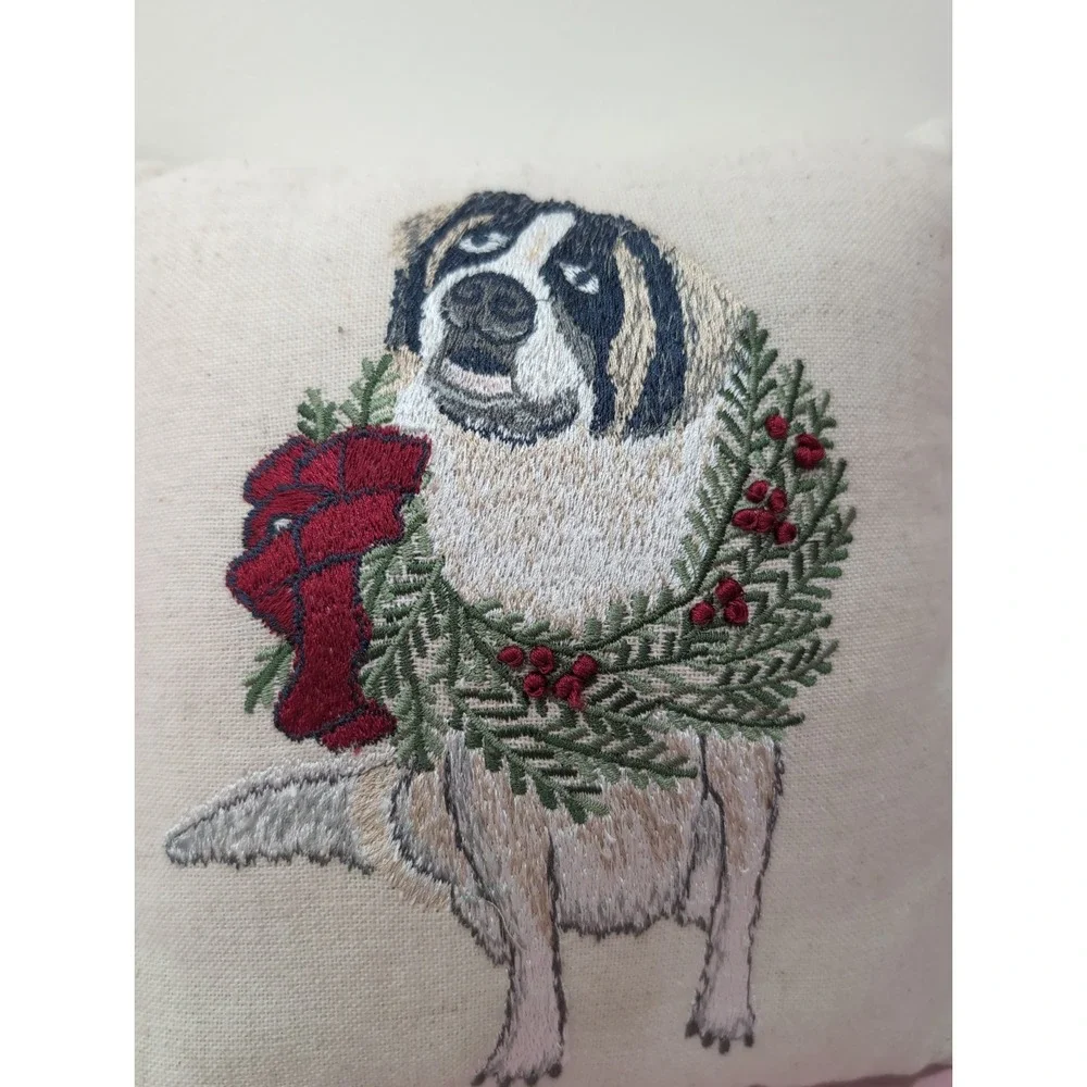 Cozy Shop‎ Pair Of Embroidered Holiday Dog Pillows Each 9 x 10