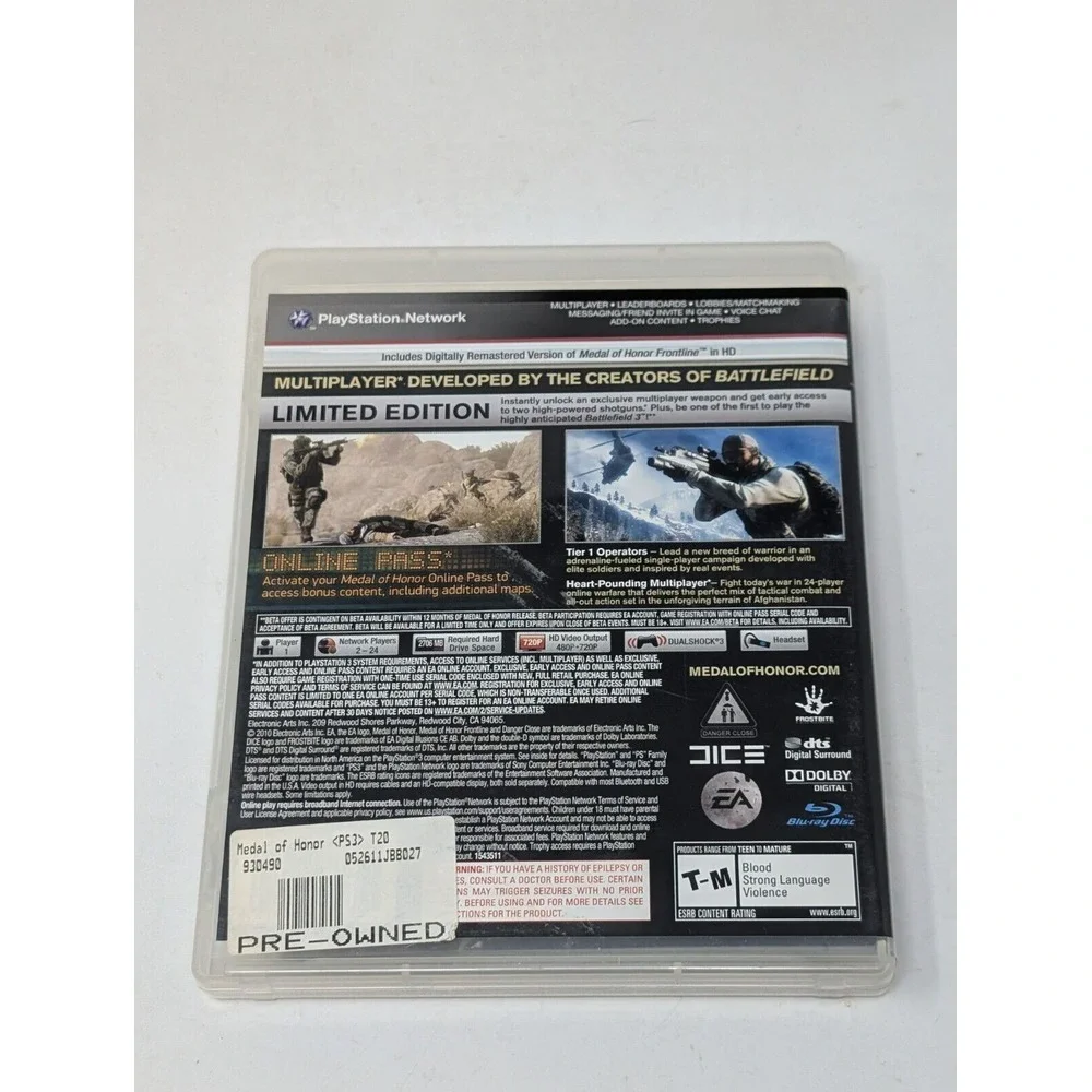 Medal of Honor Limited Edition PlayStation 3 PS3 Complete‎ CIB Game