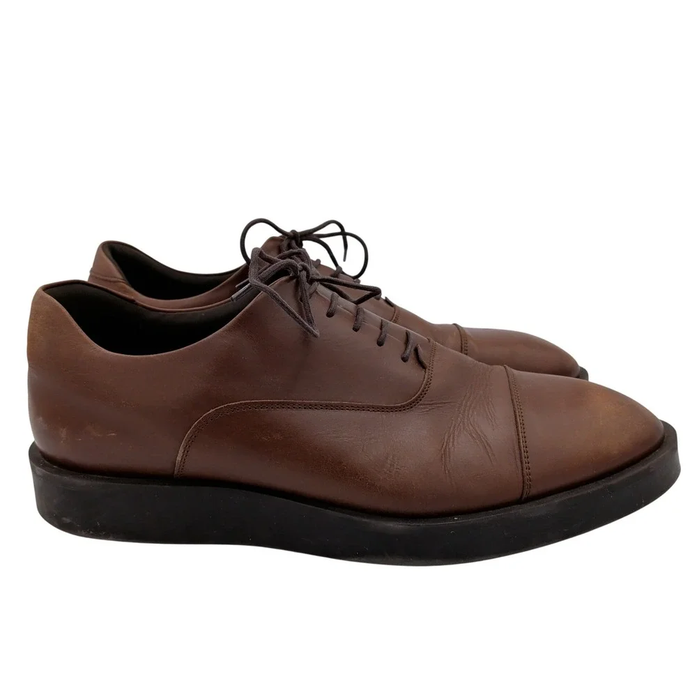 Wolf & Shepherd Closer Oxford Calfskin Cap Toe Brown Leather Shoes Mens 10 M